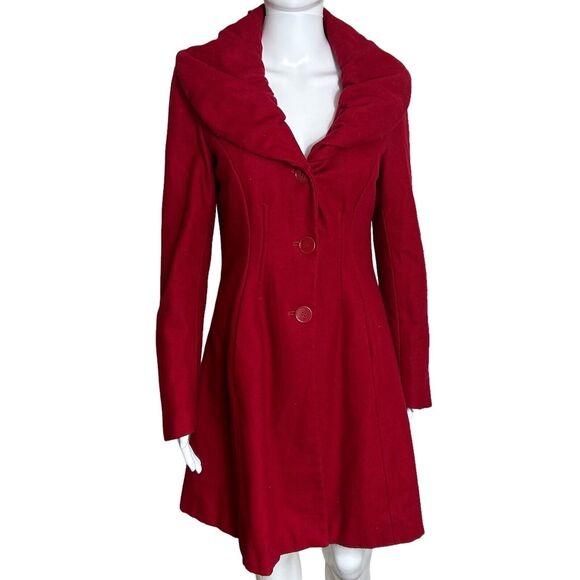 Express Jackets & Blazers - VTG EXPRESS Y2k Career Casual Trending Classy Womens Red Wool Coat Long Sz S